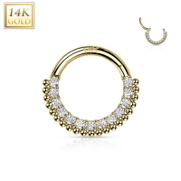 Piercing 14kt Ring Creolen mit gefütterten Zirkonia und Kugeln 1,2x8