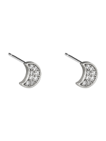 Ohrstecker Mond mit Glitzer - silber