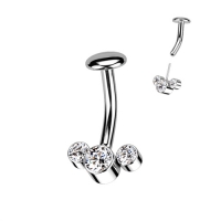 Piercing Titan Konvexe Basis 3cz Stein Push in weiß