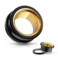 19 mm Schraubtunnel schwarz mit goldener Innenseite