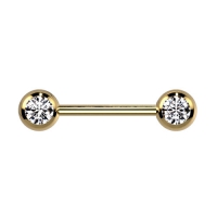 Piercing Titan vergoldet Doppelstein weiß 12mm