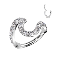 Piercing PVD Clicker Swish Wave 1,2x10 mit Edelsteinen