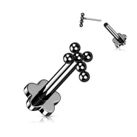 Piercing Titan Kugel Kreuz 0,8x8 schwarz