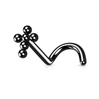 Piercing Titan Kreuz mit Biegung schwarz 0,8x6