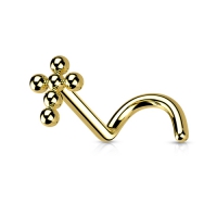 Piercing Titan Kreuz mit Biegung vergoldet 0,8x6