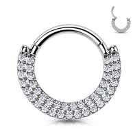 Piercing Titan Clicker Doppelschicht mit Edelsteinen 1,2x10