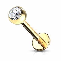Piercingstein weiß vergoldet 1,2x8mm