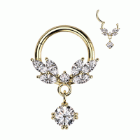 Piercing Clicker mit CZ Rankenanhänger 8mm vergoldet