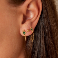 Oorknopje ster en ketting - zilverkleur