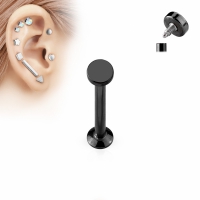 Piercing flacher Kreis Chirurgenstahl 8 mm schwarz