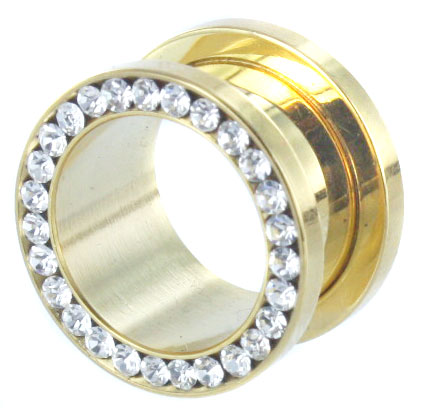 1.6 mm Screw-fit tunnel gold plated met witte steentjes