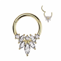 Piercing Clicker Ring mit Blumenmarquise vergoldet