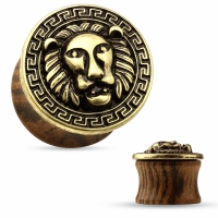 16 mm Double-Bördel-Stecker aus Holz mit Löwengesicht