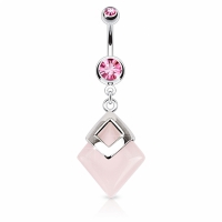 Bauchnabelpiercing Rosenquarz Steinanhänger