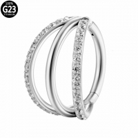 Piercing hochwertiger Titan-Dreifachring mit Edelsteinen 10mm