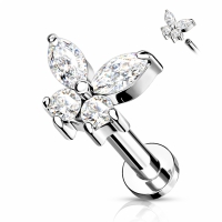 Piercing Schmetterling weiß 1,2x6