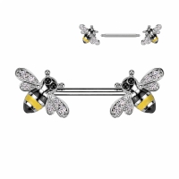 Brustwarzenpiercing mit einer Biene an beiden Enden