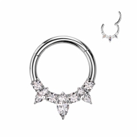 Titan-Piercingring mit Steinen und Marquise 1,2x10mm