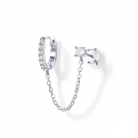Ohrstecker mit Kette zum Ring mit Steinen