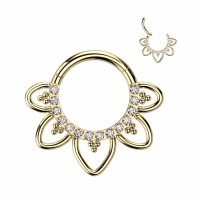 Piercing Clicker Filigran elegant mit Steinen Titan 10 mm vergoldet
