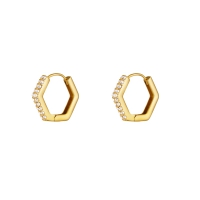 5-seitiger Edelsteinohrring – Gold