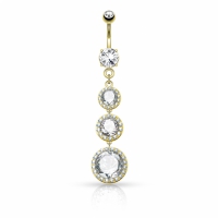 Bauchnabelpiercing großer CZ Tropfen vergoldet
