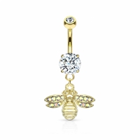Bauchnabelpiercing Glitzer Biene Anhänger vergoldet