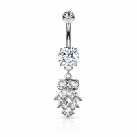 Bauchnabelpiercing Glitzer Eulenanhänger