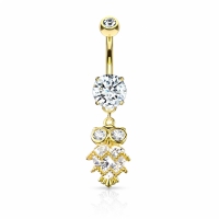 Bauchnabelpiercing Glitzer Eulenanhänger vergoldet