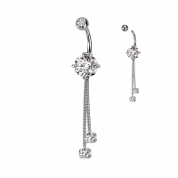 Bauchnabelpiercing 2 Ketten mit Stein