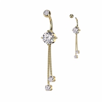 Bauchnabelpiercing 2 Ketten mit Stein vergoldet