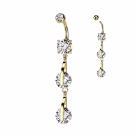 Bauchnabelpiercing 2 CZ enger Anhänger vergoldet