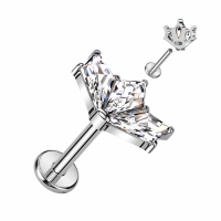 Piercing Top Flügel weiß 1,2x8