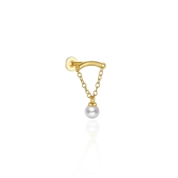 S.925 Silber Luxus Anhänger mit Perle 1,2x8 goldfarben