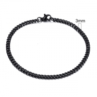 Silberfarbenes Edelstahlarmband 3mm - schwarz