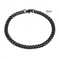 Silberfarbenes Edelstahlarmband 5mm - schwarz