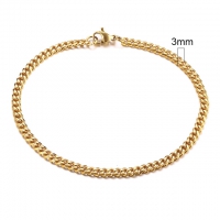 Silberfarbenes Edelstahlarmband 3mm - gold