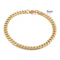 Silberfarbenes Edelstahlarmband 5mm - gold