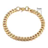 Silberfarbenes Edelstahlarmband 7mm - gold