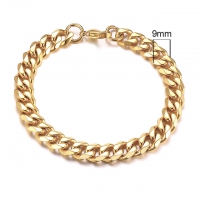 Silberfarbenes Edelstahlarmband 9mm - gold