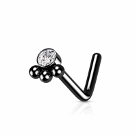 Nasenpiercing 3 Perlen Kugel Cluster schwarz