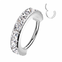 Piercingring mit Zirkoniasteinen quadratisch 1,2x8