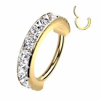 Piercingring mit Zirkoniasteinen quadratisch 1,2x8 vergoldet