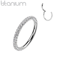 Titan Clicker Piercing mit 1,2x6 weißen Steinen