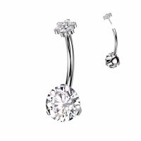 Bauchnabelpiercing Titan Stein mit Blumenspitze