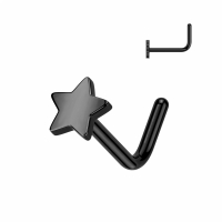Nasenpiercing Stern L-Bogen schwarz