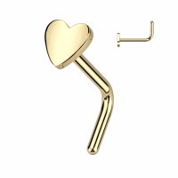Nasenpiercing Herz L-Bogen goldfarben