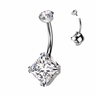 Bauchnabelpiercing Titan quadratischer Stein