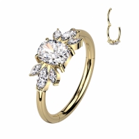Piercing Titanring Smaragdschliff 1,2x10 goldfarben