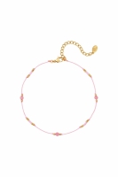 Fußkettchen farbige Kordel mit rosa Perlen